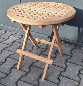 Teak.nl Tuin bijzet klaptafeltje rond met gat 50 cm