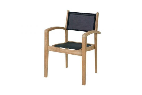 Exotan Caldo teak stapelstoel black 4 stoelen voordeelpakket