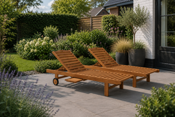 Teak.nl Ligbed Robuust op wiel
