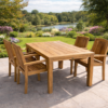 Teak Tuinset Bandung Tuintafel en 4 Teak Stapelstoelen Sabah