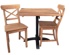 Teak Klaptafel 80x80 cm Set met 2 Mariotto Stoelen