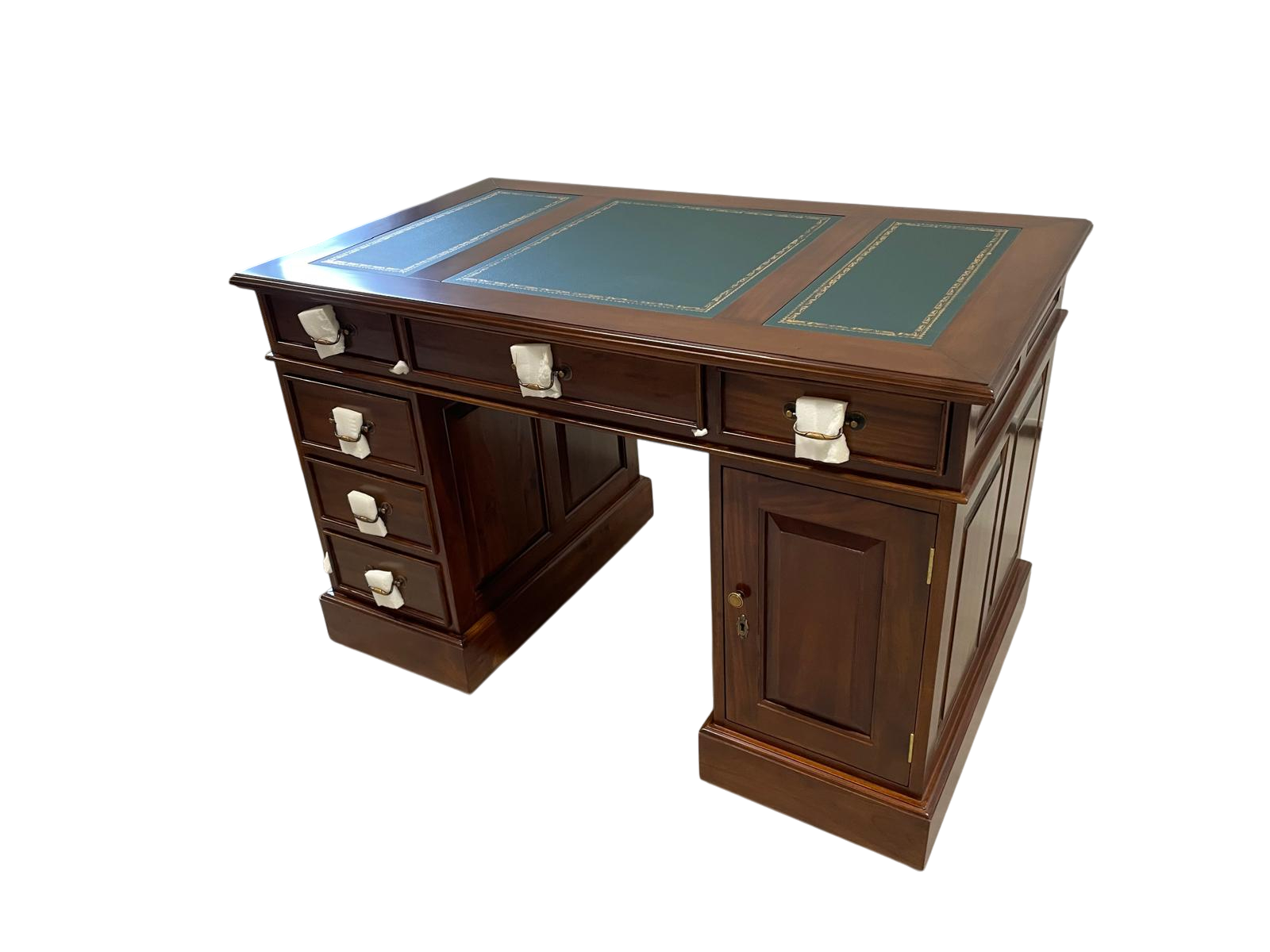 Bureau Mahonie 130 cm groen leer