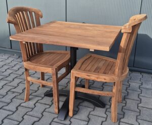 Teak Klaptafel 80×80 cm met 2 Endang stoelen