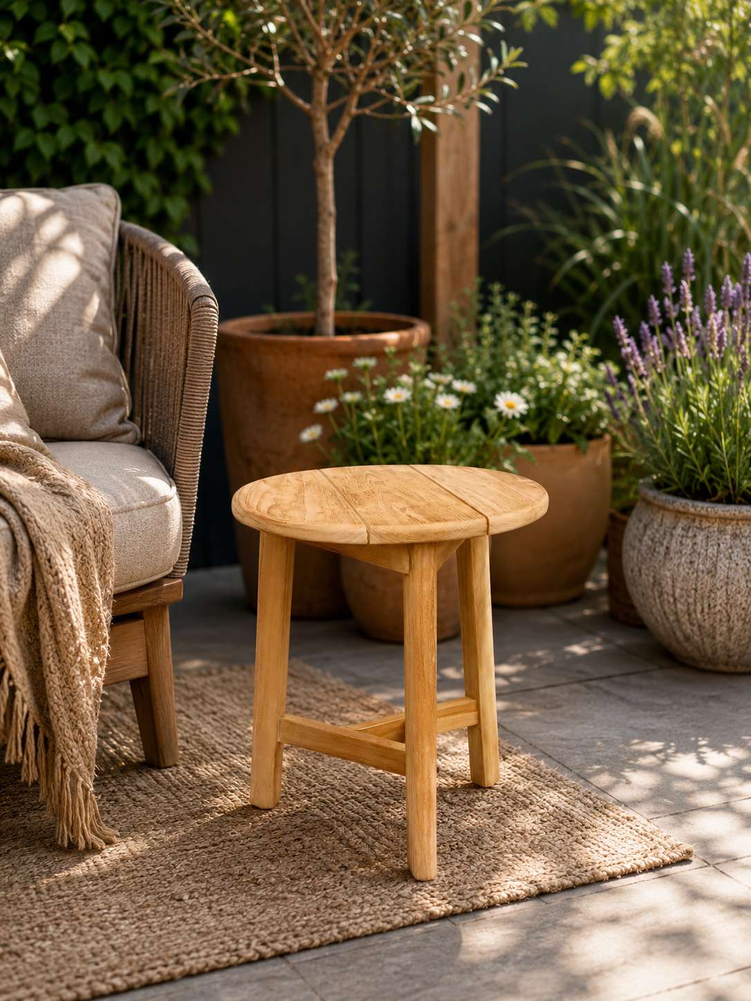 Teakhouten Tuintafeltje – krukje Nusa ⌀ 35 cm